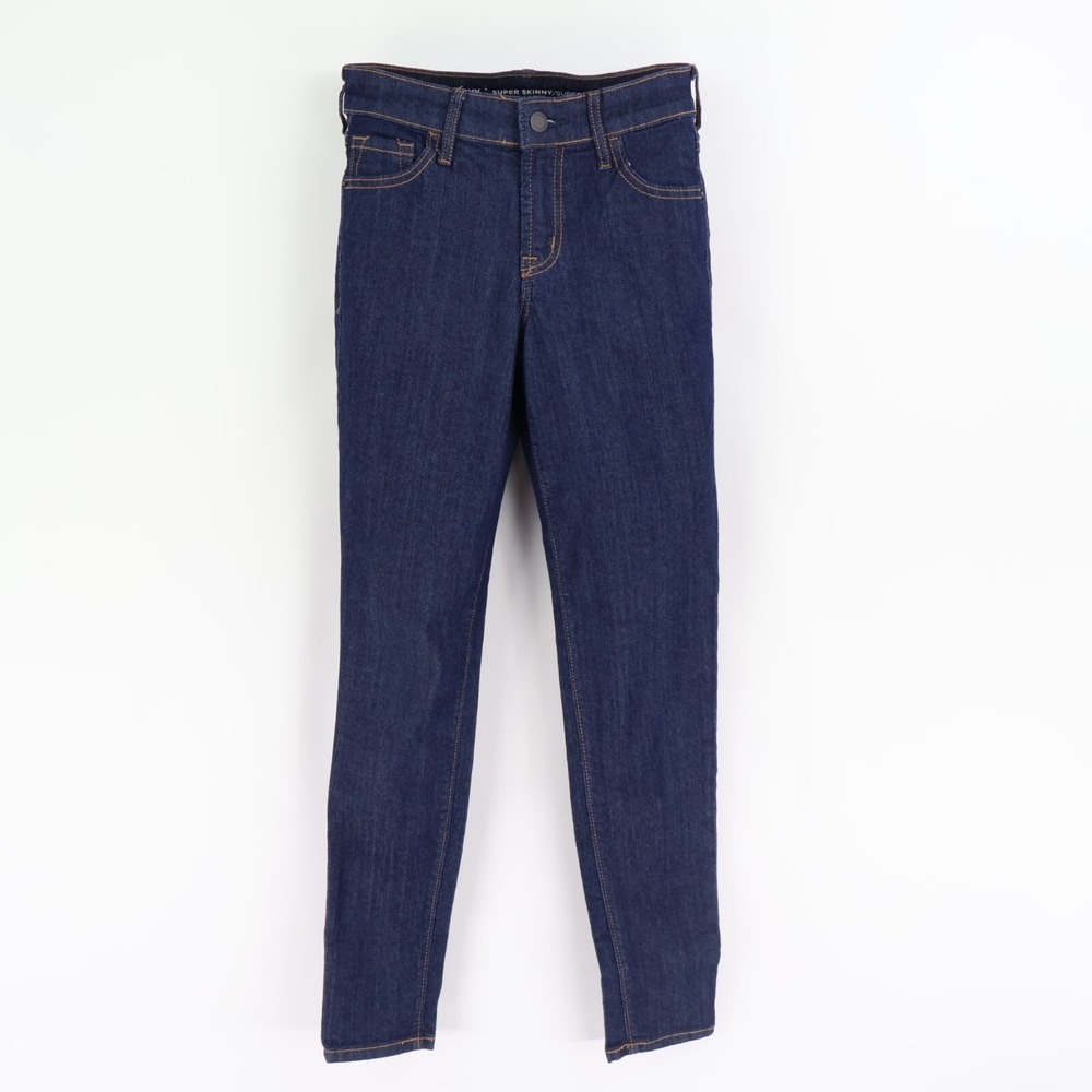 Old Navy Super Skinny Jeans Mid Rise Womens Size 0 Short Blue Dark Wash Stretch